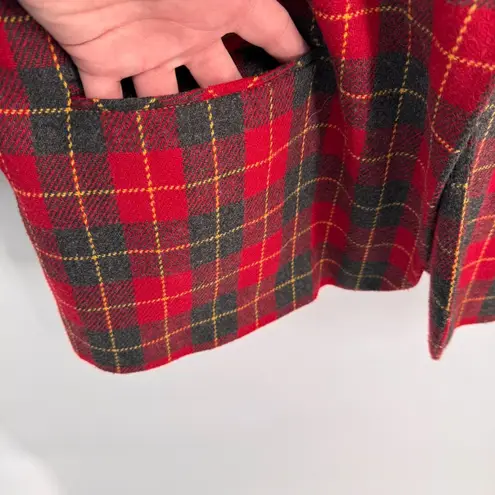 Sag Harbor Blazer Jacket Womens 14/16 Red Tartan Plaid Wool Blend Vintage