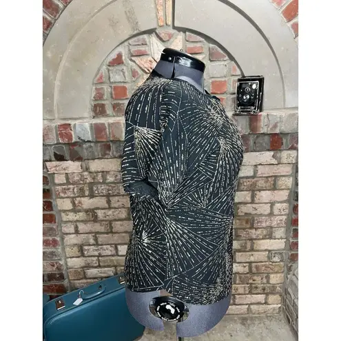1980s top Silver gold black Metallic geometric Size L
