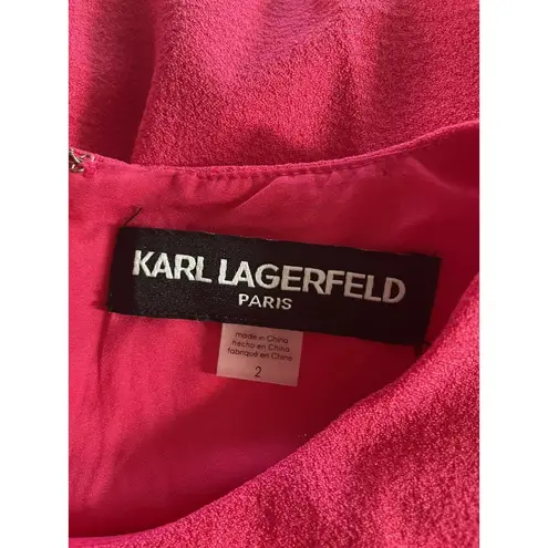 Karl Lagerfeld paris pink ruffle crepe 3/4 sleeve dress size 2