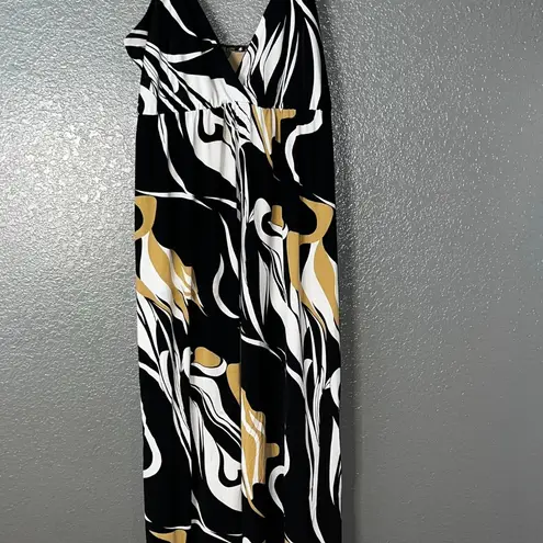 Star Vixen Black White Gold Maxi Dress – Sleeveless V