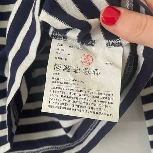 Comme des Garçons PLAY Heart Striped Long Sleeve T-Shirt Blue/White Small