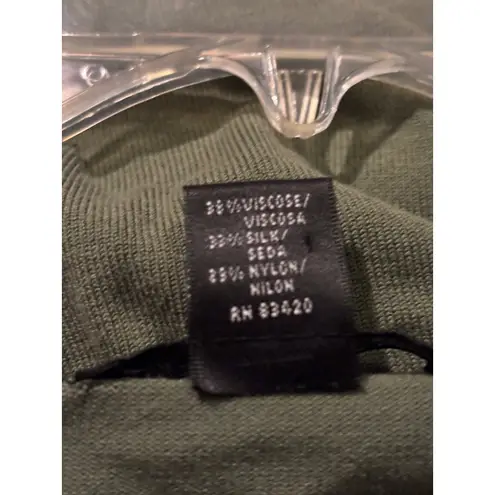 August Silk Olive Green Button Front Cardigan Sweater 1X Viscose Silk Blend