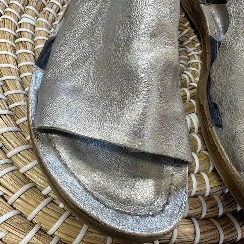 A.S.98 Women’s Reiley Leather Sandal Flat Peeptoe in Silver 38/US 7.5