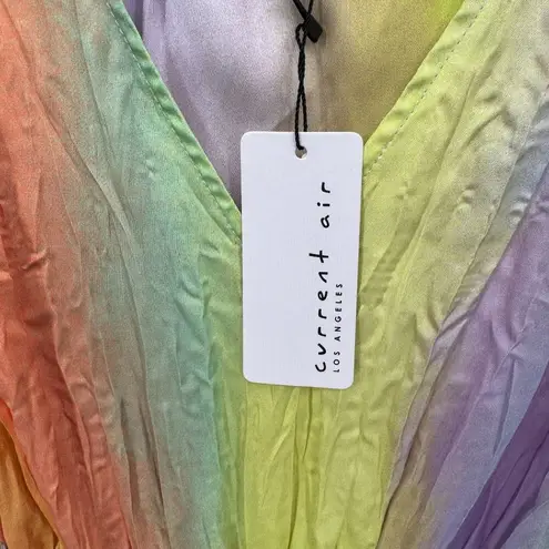 Current Air Sereia Rainbow Painterly Midi Dress Womens XXS Crinkle Polyester NEW