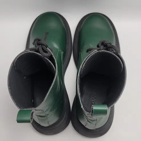 SVegan Gouache Vegan Leather Platform Combat Lace Up Boot Green Size 41