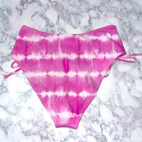 California Waves New  Tie Dye High Waisted Bikini Swim Bottoms Pink