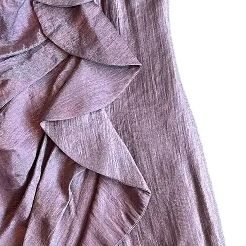 Suzi Chin for Maggy Boutique Purple Sheath Dress Shimmer Sleeveless Ruffle Small