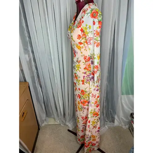maxi dress floral flower power boho orange purple