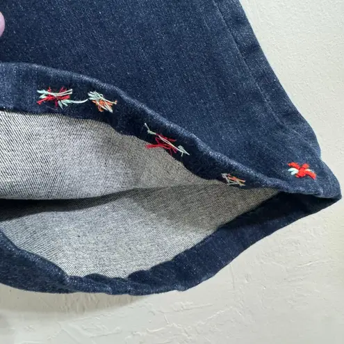 Frame Le One Flare Leg Front Slip Blue Keller Dark Wash Embroidered Jeans Size 2