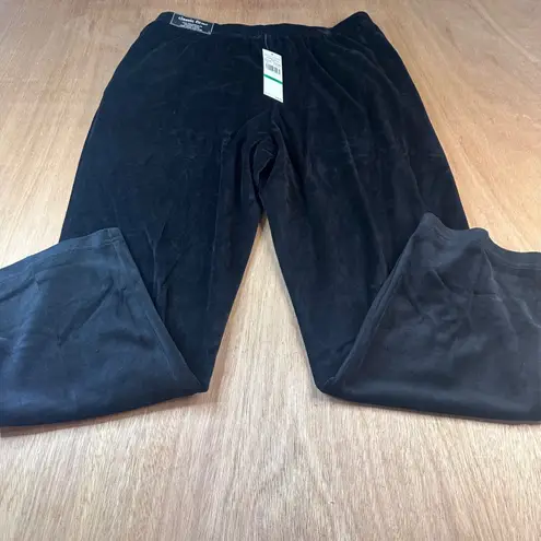 Alfred Dunner Velour Pants Black Size L Classic Fit Comfort Waist NWT