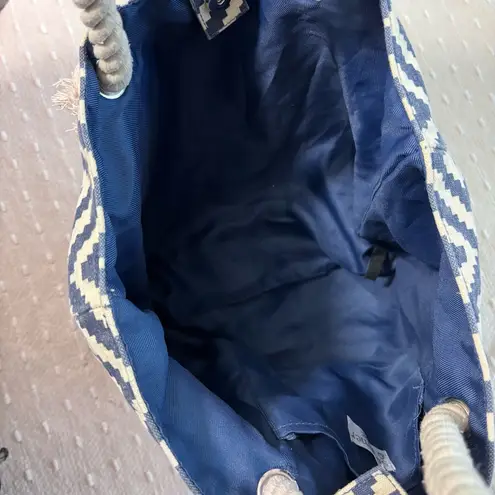 Summer & Rose Navy Blue and Cream Diamond Beach Tote Bag