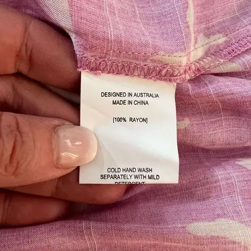 Petal and Pup Pink Cream Tiered Ruffle V-Neck Tropical Mini Sundress Size 4