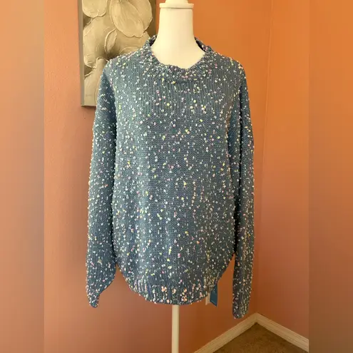 Cupshe oversized off the shoulder bohemian cottage-core confetti pompom sweater NWT M thumbnail 4