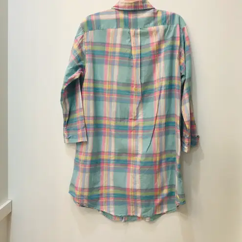 Ralph Lauren Lauren  Notch Collar Plaid Sleep Shirt sz small.