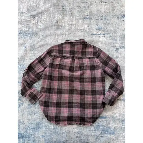 Velvet Heart  Gray Pink Plaid Long Sleeve Flannel Button Down Top Women's Medium