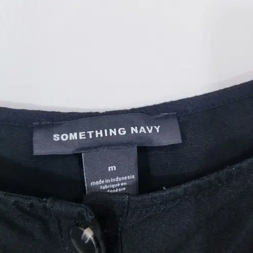 Something Navy Women size Medium Black Layered Midi Sundress Button Front