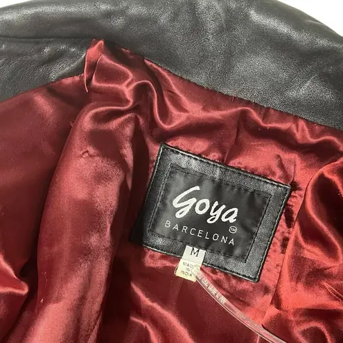 GOYA BARCELONA Black Leather Jacket Blazer Buttery Soft Lined Womens Size Medium
