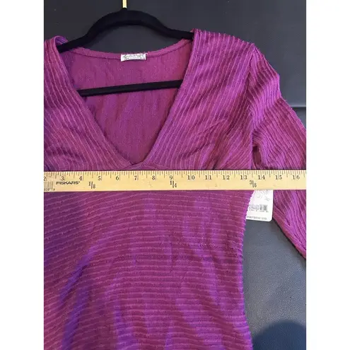 Free People Intimately by  V Neck Knit Blouse in Eggplant Women Size Medium M