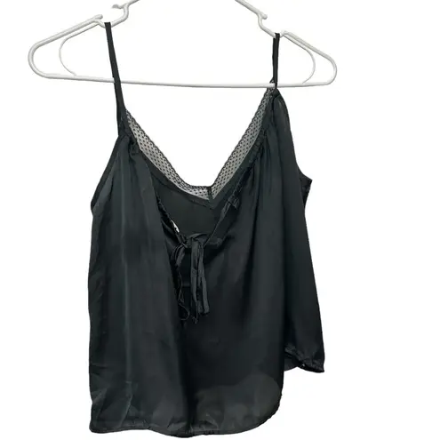 Aerie  strappy black cropped satin lace tank top NWT