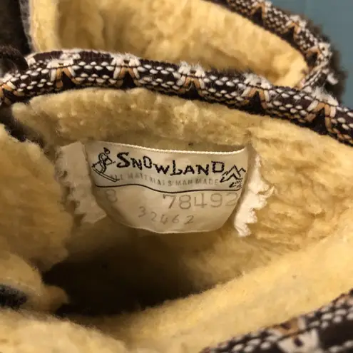 Snowland Brown Suede Leather Faux Fur Boots Sherpa Lined England Womens 8 Vtg