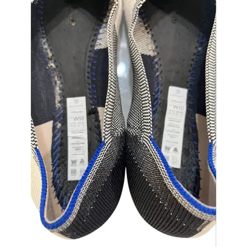 Rothy's Captoe Buffalo Plaid Slip On Flats Size 10 Black White Casual Retired