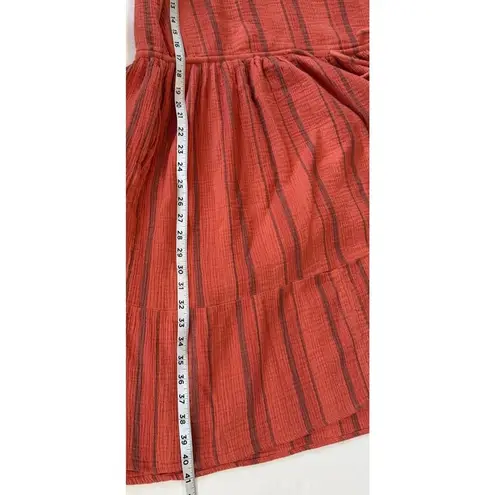 Sundance Adley Dress Sz MED Sea Coral Boho Resort Cotton Gauze Flowy Tiered EUC Orange
