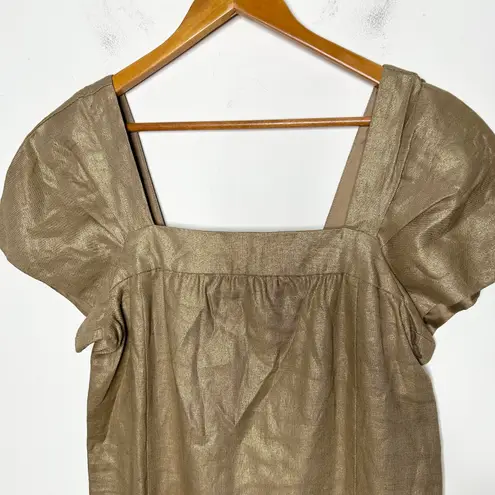 TAYLOR Linen Gold Dress Womens 12 Christmas Holiday Special Occasion New Years