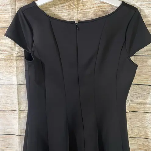 Donna Ricco fit & flare black dress w/polka dot lace hem square neckline Size 12