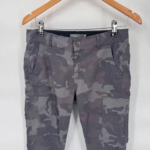 prAna Jogger Pants Womens 6 Gray Camo Print Nylon Blend Pockets