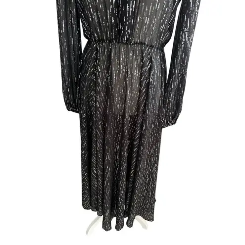 Maje Black Sheet Metallic Long Sleeve Black Maxi Dress Size 40 / US Large