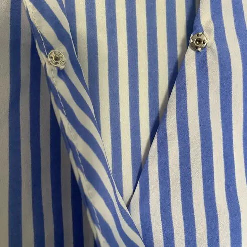 Bishop and Young NWT Blue & White Striped Wrap Blouse, Size XS