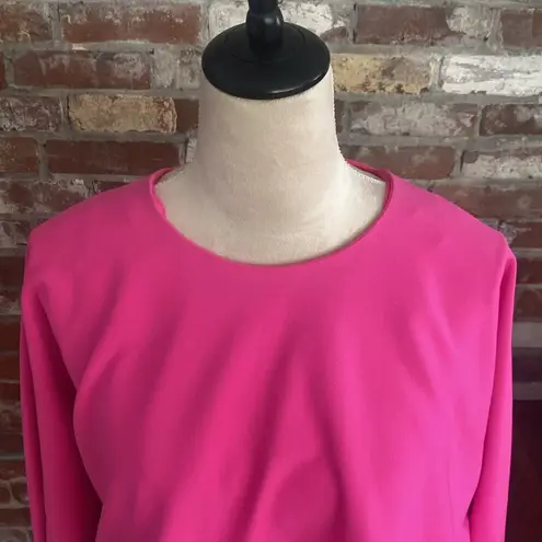 ZARA Draped Mini Dress Open Back Dolman Long Sleeve, Hot Pink Size M