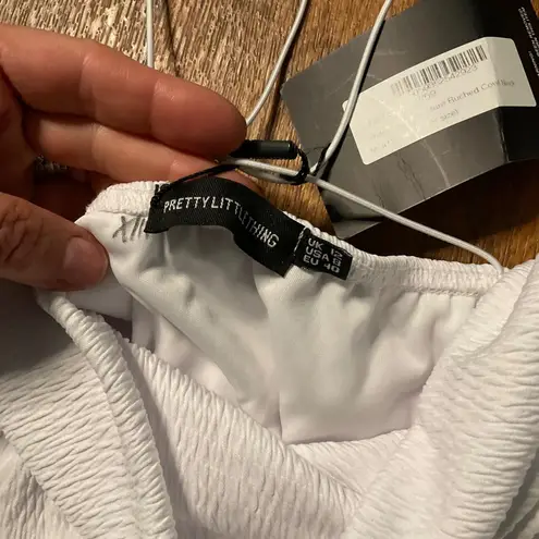 Pretty Little Thing Pretty Little Things Dress Size 8 Fitted Spaghetti Straps Rouched White  Knee Ln - Image 3