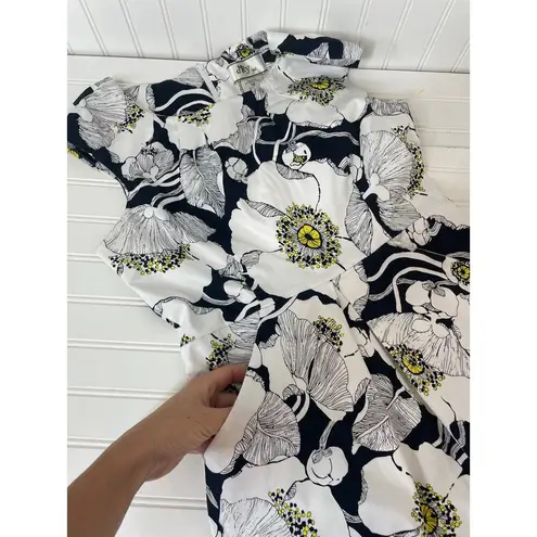 D.B.Y. Ltd Floral Mini Dress Navy & White Cap Sleeve Sheath Womens Size 14
