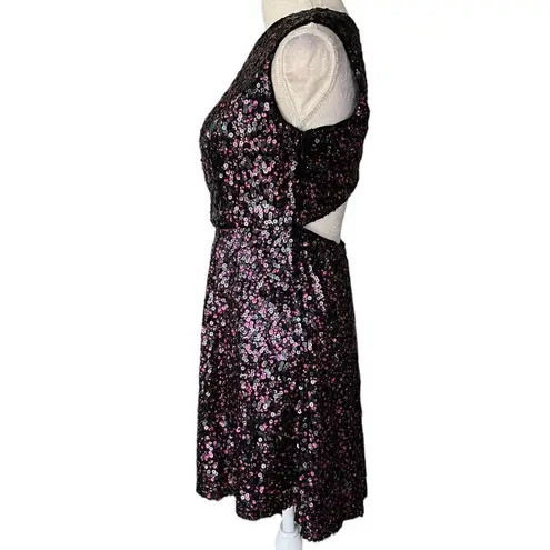 Adrianna Papell Hailey Logan  Skater Party Dress 9/10 Pink Sequin Sleeveless New