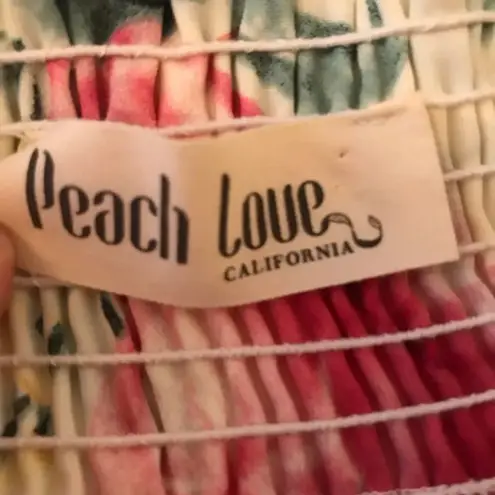 Peach Love California Off the Shoulder Cropped Top Large Summer Boho Festival