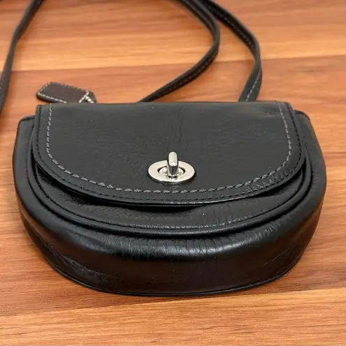 Coach  Park Black Pebbled Leather Turn Lock Mini Crossbody Bag w/ Brown Hang Tag