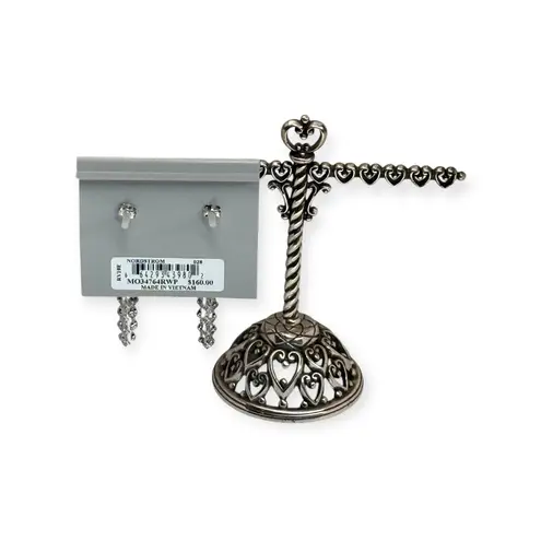 new Nadri ❤︎ Freshwater Pearl Crystal Drop Boho Bride Earrings ❤︎ Beach Wedding Silver