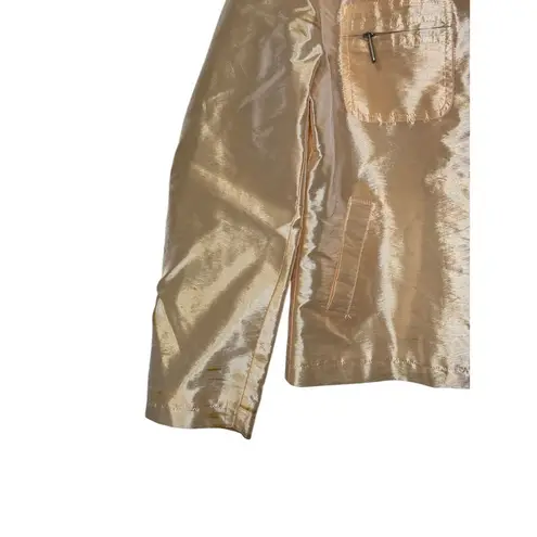 Dismero Women's Blazer Jacket Y2K Vermoda SPA Satin Lined Zipper Pocket Small Orange Size 4