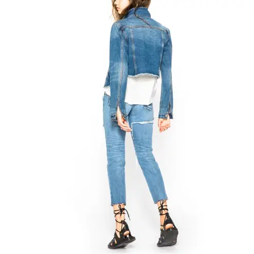 Silver Jeans Silver Jean Company Women’s Shelby Cropped Denim Distressed Frayed Jacket S