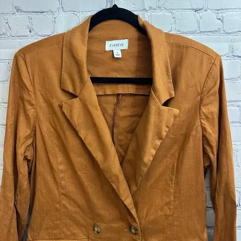 Evereve Alexa Double Breasted Linen Blend Blazer Burnt Orange Size Small
