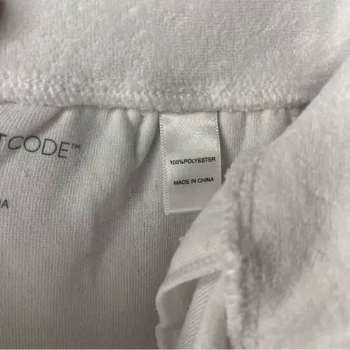 Women's White Drawstring Terrycloth Shirts Size XS