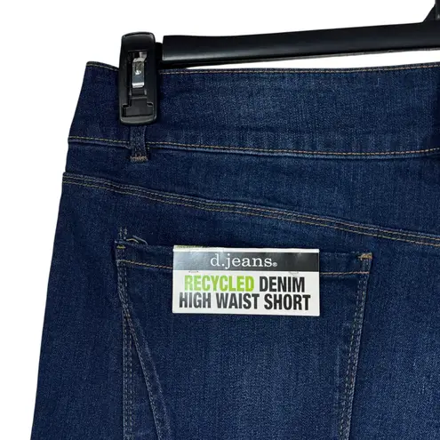 D. Jeans SZ 16 High Waist Jean Shorts Pockets Stretch Whiskered Dark Wash Blue