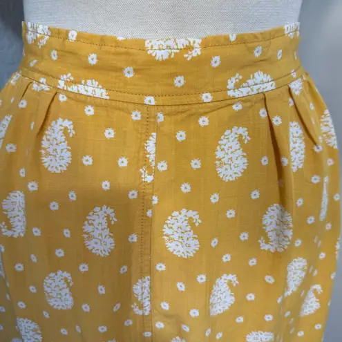 FRNCH Women Bohemian Yellow Floral Button-down Front Pockets Midi Skirt Sz S