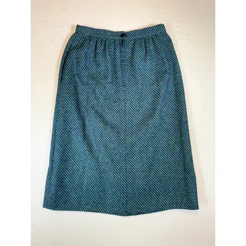 Vintage HOWARD WOLF Womens Size 8 Tweed Pencil Skirt Blue Green Knee Length