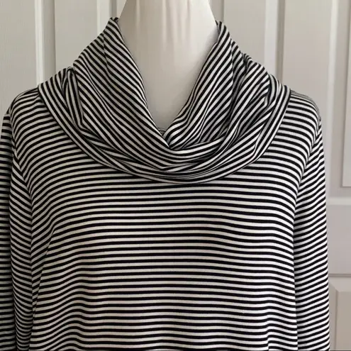 Lauren Ralph Lauren Top Sweater Black White Stripe Loose Cowl Neck XL