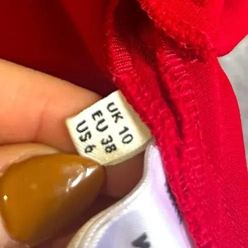 Whistles Paige V Neck Crepe Dress Red Pockets Size 6