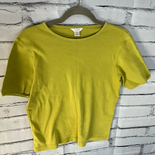 Christopher & Banks Dark Yellow Fitted Crop T Shirt SZ S Casual Loungewear Relax