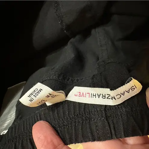 Isaac Mizrahi Black Pintuck Ankle Elastic Waist Stretch Pull On Pants 16 Tall