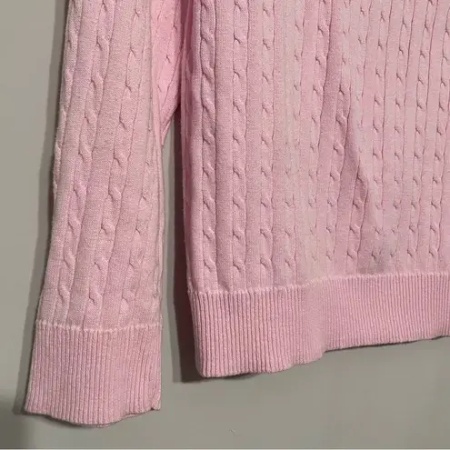 kim rogers Barbie Pink Cotton Crew Neck Cable Knit Sweater Petite Medium